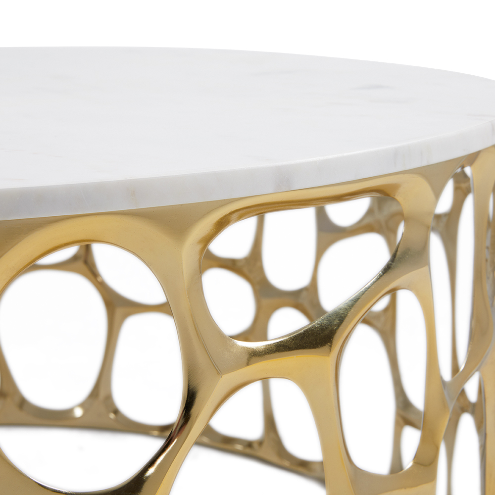 Mario Gold Coffee Table with Marble Top